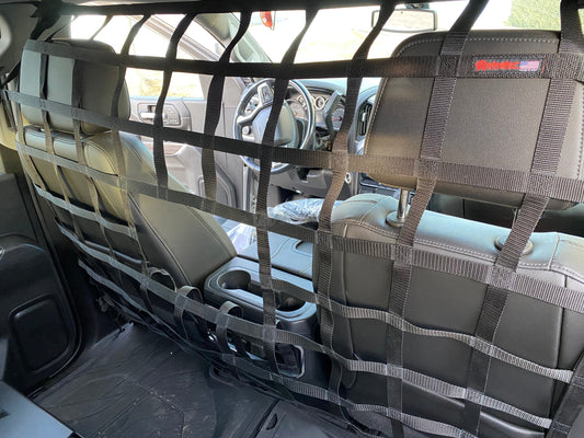 2015 - Newer GMC Sierra 2500 / 3500 Crew Cab / Double Cab Behind Front Seats Barrier Divider Net