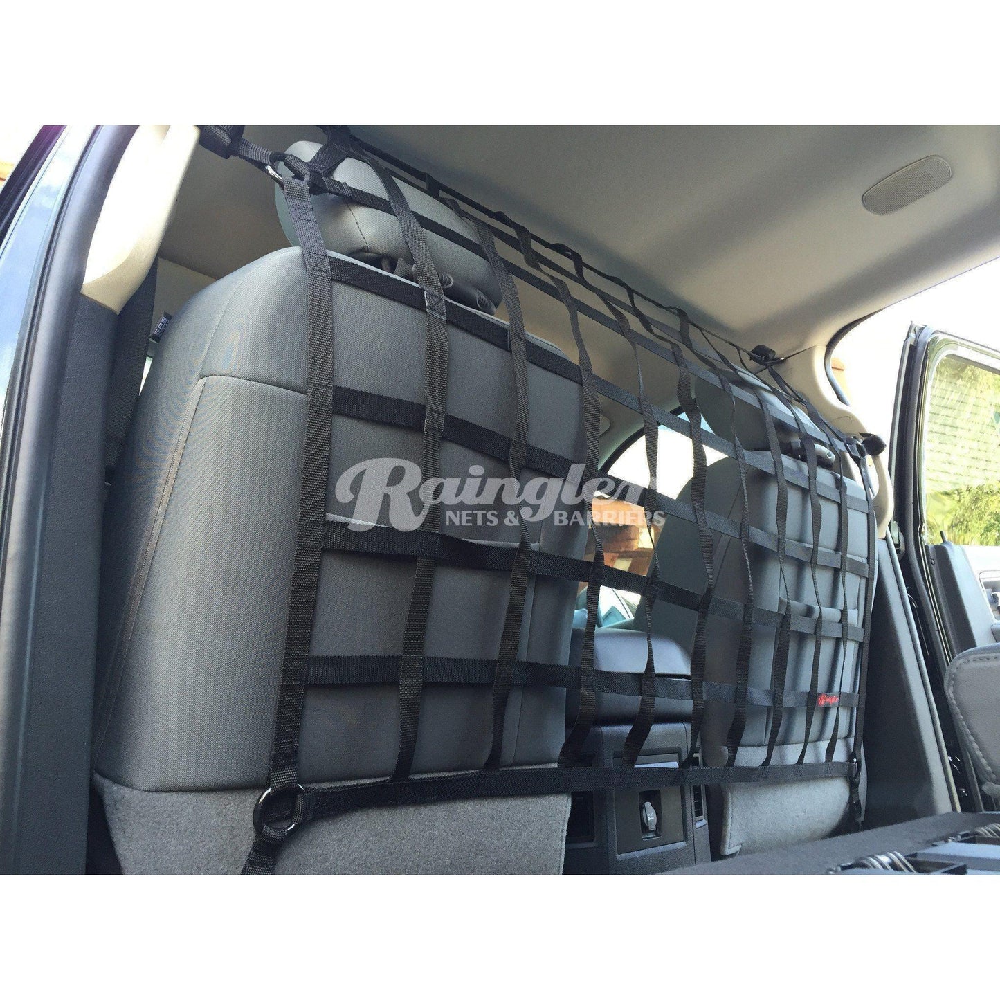 1997 - 2014 Ford F150 / Raptor Super Duty Crew Cab Behind Front Seat Barrier Divider Net-Raingler