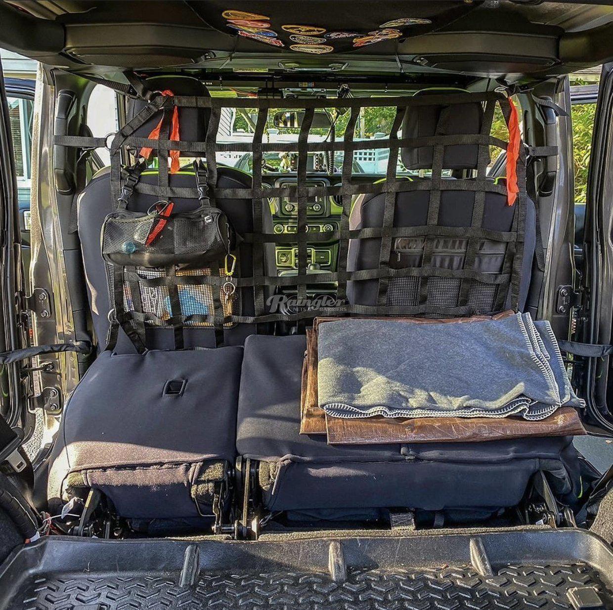 BLEM 2018 - Newer Jeep Wrangler JLU/Gladiator Behind Front Seats Barrier Divider Net-Raingler