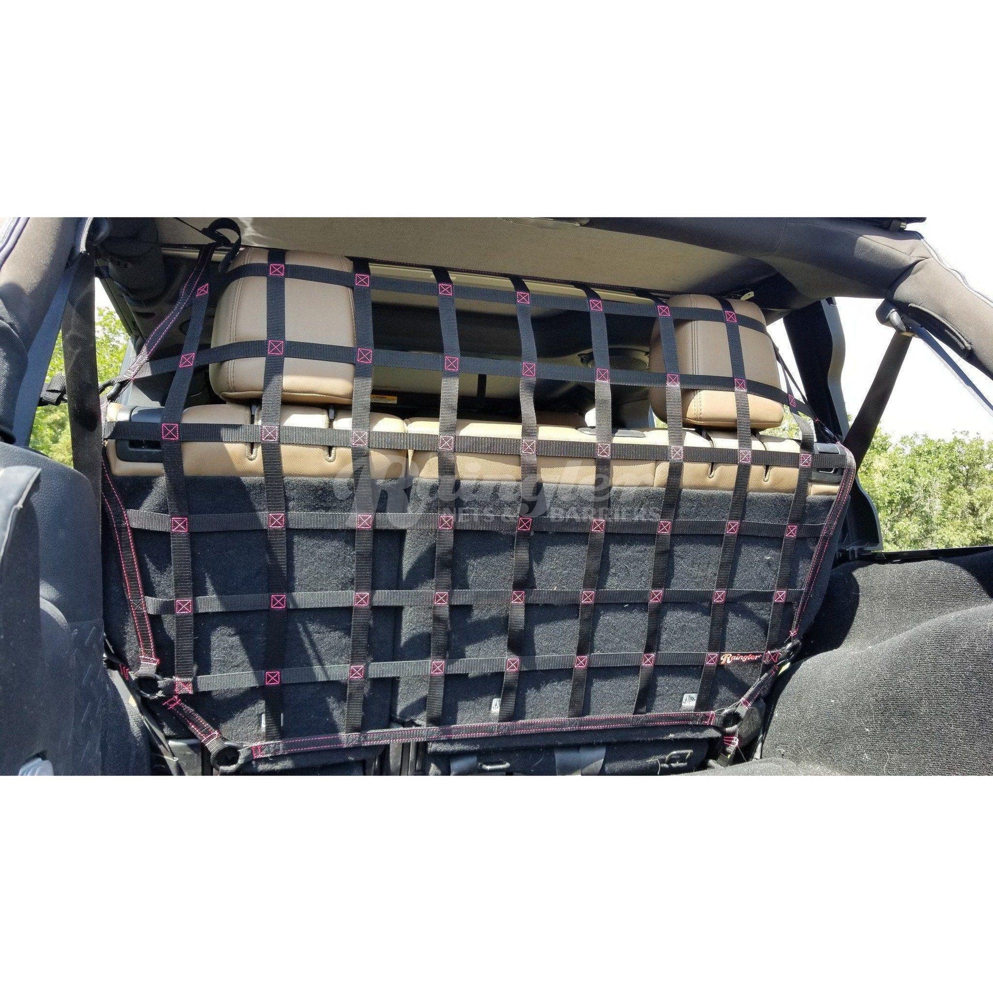 2007 - 2018 Jeep Wrangler JKU 4 Door Behind Front or 2nd Row Seats Barrier Divider Net - Dual Position-Raingler
