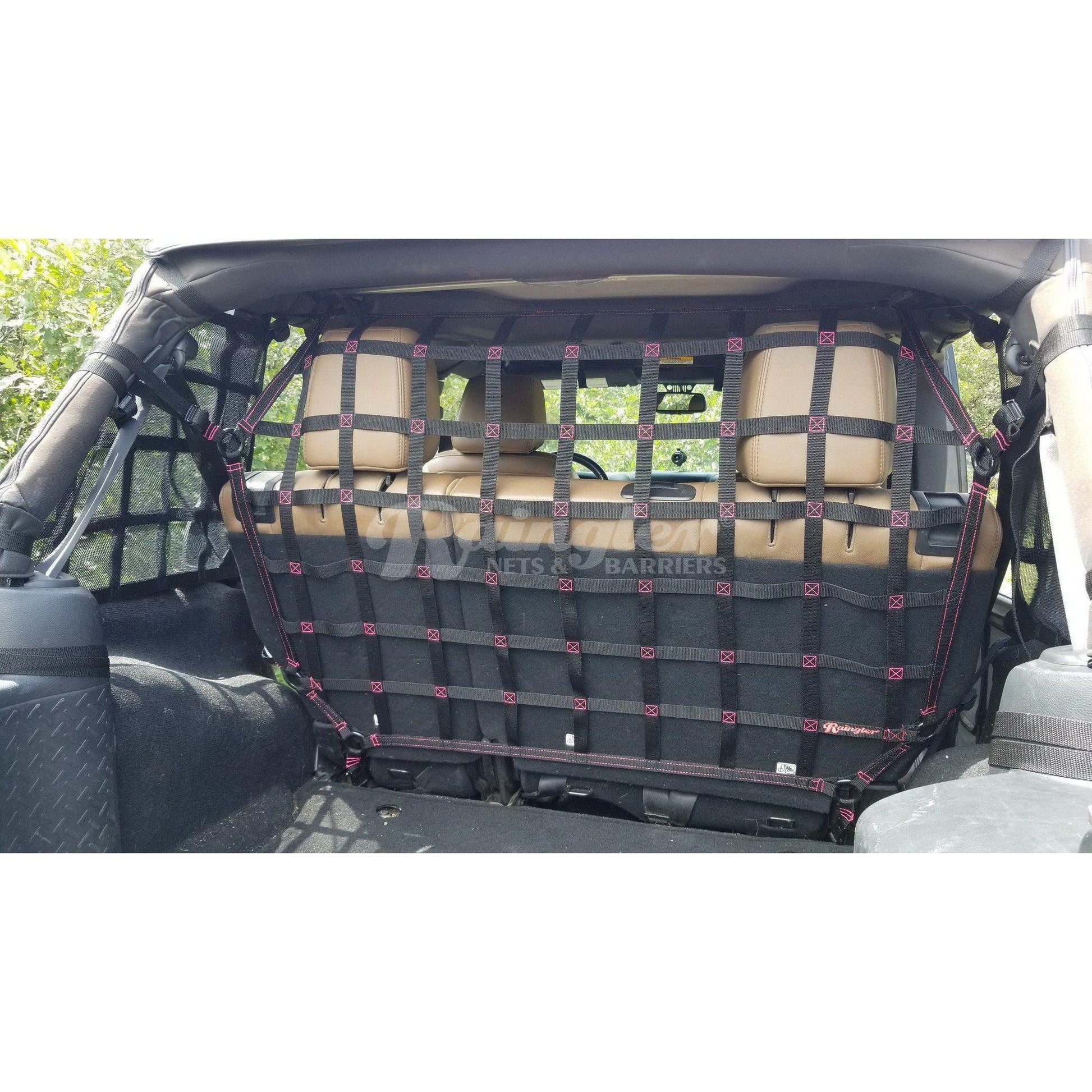 2007 - 2018 Jeep Wrangler JKU 4 Door Behind Front or 2nd Row Seats Barrier Divider Net - Dual Position-Raingler