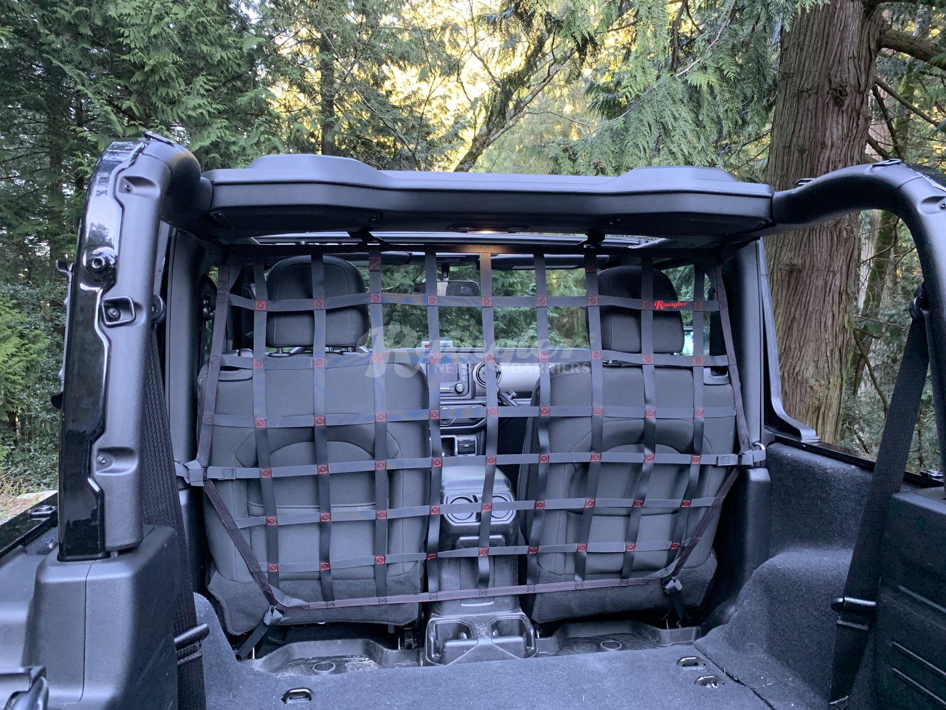 2018 - Newer Jeep Wrangler JL 2 Door Behind Front Seats Full Height Barrier Divider Net-Raingler