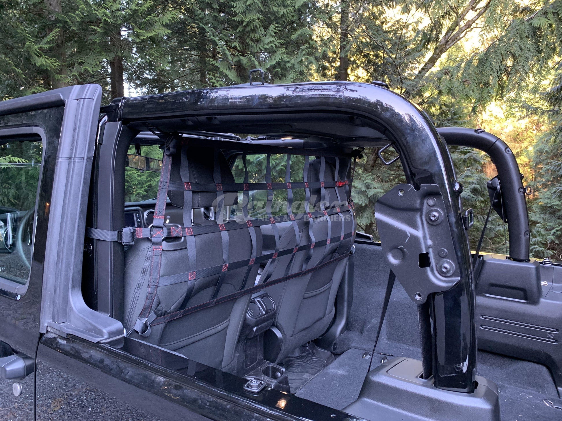 2018 - Newer Jeep Wrangler JL 2 Door Behind Front Seats Upper Barrier Divider Net-Raingler