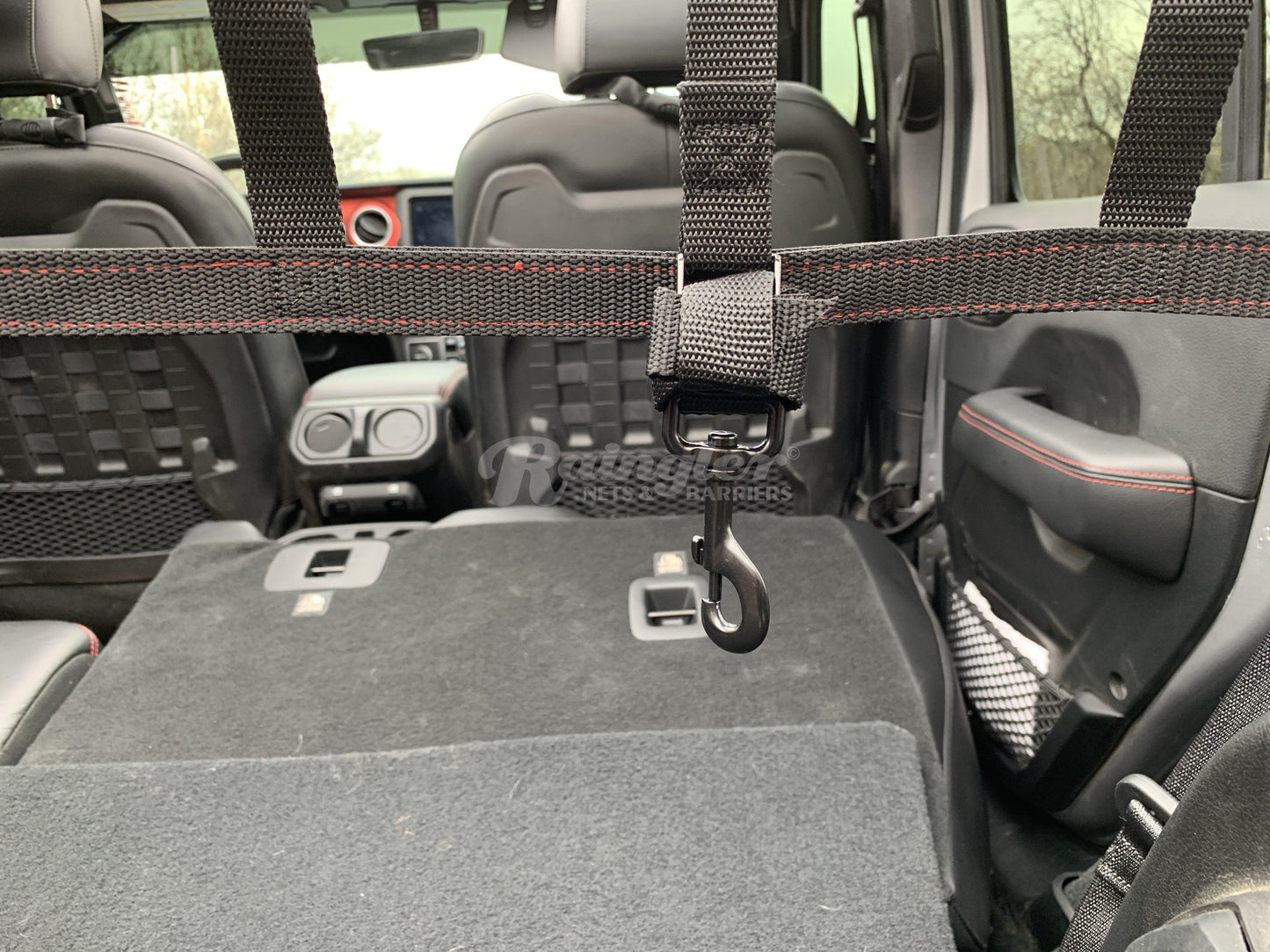 2018 - Newer Jeep Wrangler JLU 4 Door Behind 2nd Row Seat Rear Upper Barrier Divider Net-Raingler