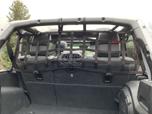 2018 - Newer Jeep Wrangler JLU 4 Door Behind 2nd Row Seat Rear Upper Barrier Divider Net-Raingler