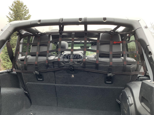 2018 - Newer Jeep Wrangler JLU 4 Door Behind 2nd Row Seat Rear Upper Barrier Divider Net