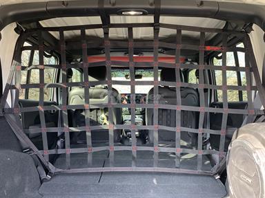 2018 - Newer Jeep Wrangler JLU 4 Door Full Height Behind 2nd Row Seats Rear Barrier Divider Net