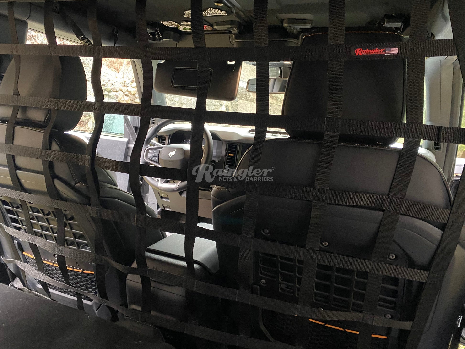 2021 - Newer Ford Bronco 4 door Behind Front Seats Barrier Divider Net-Raingler